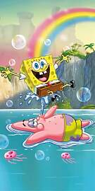 Jerry Fabrics Spongebob Schwammkopf Duschtuch