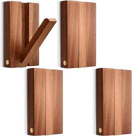 Jetec 4 Stück Garderobenhaken Holz Wand Faltbarer 