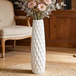 JIDOFUE 24" Weiße Keramik Bodenvase 60cm,