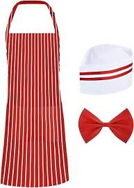 JIHUOO Kellner-Kostüm-Set für Erwachsene, rot