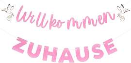 jijAcraft Rosa Willkommen Zuhause Girlande Baby:
