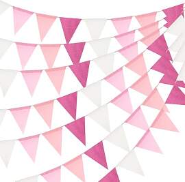 jijAcraft Rosa Wimpelkette Outdoor Wetterfest: 20M 
