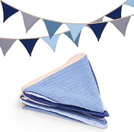 jijAcraft Wimpelkette Kinderzimmer Blau Grau, 2.8M 