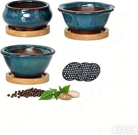 Jinfa Bonsaischalen Keramik 3er-Set –