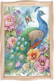 JISHSHAY Diamond Painting Serviertablett Pfau