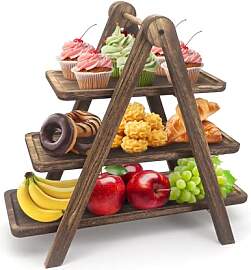 JJoexyfit 3 Tier servieren Tablett hölzerne
