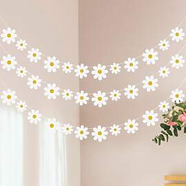 JJUNW 3 Packs Gänseblümchen Banner, Weiß Daisy