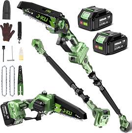 J-KU 2-in-1 Akku Teleskop Hochentaster, 6 Zoll