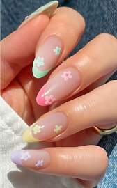 JMEOWIO Nagelfolie UV Härtend Bunte Blumen French 