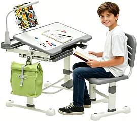 JMGJOY Kinderschreibtisch höhenverstellbar, mit