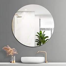 JMITHA Runder Spiegel Rund 40cm Rahmenlos HD Glas