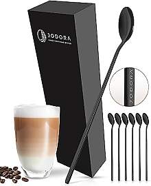 JODORA Design Latte Macchiato Löffel schwarz 19cm 