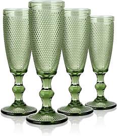 Joeyan 150ml Vintage Sektkelch Glas mit Relief