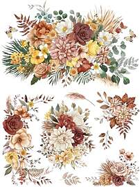 Joeyan Möbel Aufkleber, BOHO Blumensträuße Rub