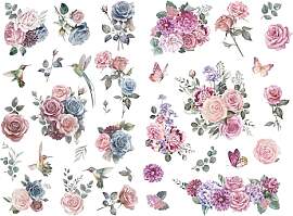 Joeyan Möbel Aufkleber, Rose Blumensträuße Rub