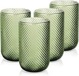Joeyan Trinkgläser Set Bunt, 410ml Grün Vintage