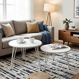 johgee 2 Stück Beistelltische Holz Rund,