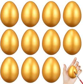 jojofuny 12 Stücke Goldene Osterei Hülle Holz