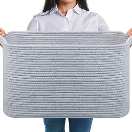 JOJOSEE Groß Wäschekorb aus Baumwolle, 63L