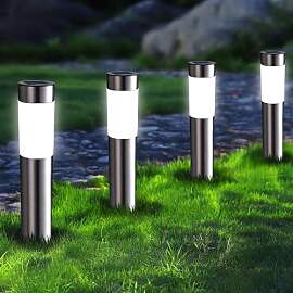 Joomer Solarlampen für Außen 4 Stück Edelstahl