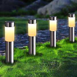 Joomer Solarlampen für Außen 4 Stück Edelstahl