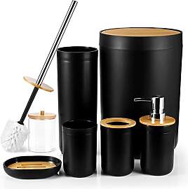 JOTOM 7-teiliges Bambus-Badezimmer-Zubehör-Set