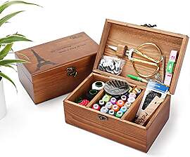 Joyeee Holz Nähset - Premium Nähanzugbox mit