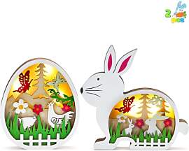 JOYIN Ostern-LED-Holzornament, Hasenküken,