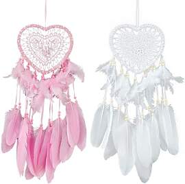 JSTHHTT 2 Stück Rosa und Weiß Traumfänger,