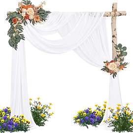 JTOOYS Weißer Vorhang für Hochzeit - 150 x 600cm 