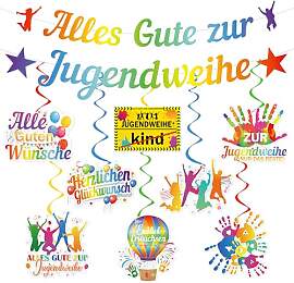 Jugendweihe Deko Set Regenbogen, Girlande &