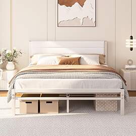 JUISSANO Bett 140x200 mit Stauraum und