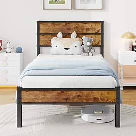 JUISSANO Bett Einzelbett 90x200 mit Holz