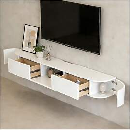 JUNFUNNLE TV Schrank 180cm Weiß, Moderner TV