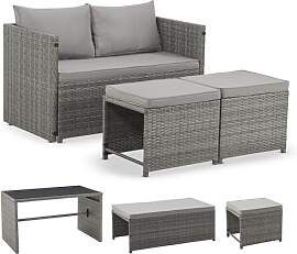 Juskys 2in1 Polyrattan Relax Gartenmöbel Set