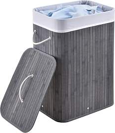 Juskys Bambus Wäschekorb Curly Grau 72L -