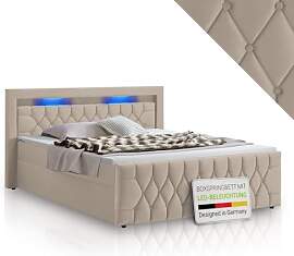 Juskys Boxspringbett Leona 140x200 cm - Bett mit