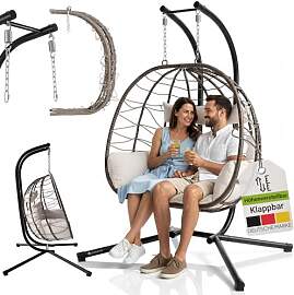 Juskys® Doppelhängesessel Aria - Polyrattan