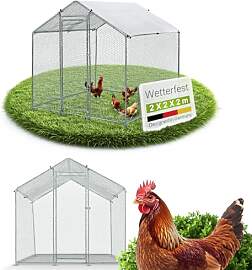 Juskys Freilaufgehege 2x2x2m - Hühnerstall aus