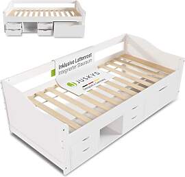 Juskys Funktionsbett Nalu 90x200 cm - Holz Bett