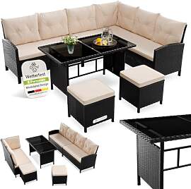Juskys Polyrattan Lounge Manacor mit Ecksofa,