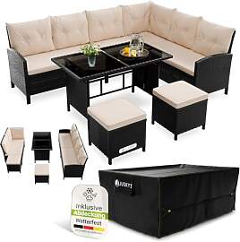 Juskys® Polyrattan Lounge Manacor mit Ecksofa,