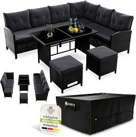 Juskys® Polyrattan Lounge Manacor mit Ecksofa,