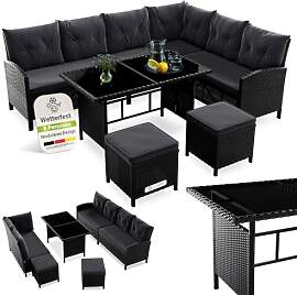 Juskys Polyrattan Lounge Manacor mit Ecksofa,