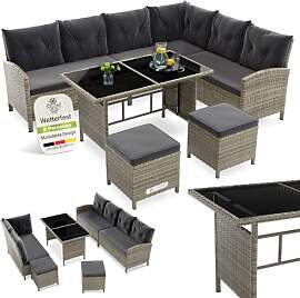 Juskys Polyrattan Lounge Manacor mit Ecksofa,