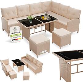 Juskys® Polyrattan Lounge Manacor mit Ecksofa,