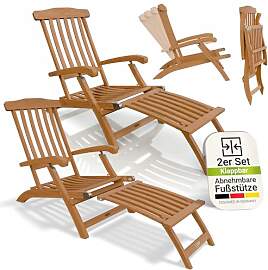 Juskys® Sonnenliege Evia 2er Set - klappbar für
