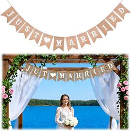 Just Married Girlande, Hochzeit Deko Banner,