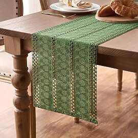 Jute Tischläufer Grün 30x140 Modern Boho Deko