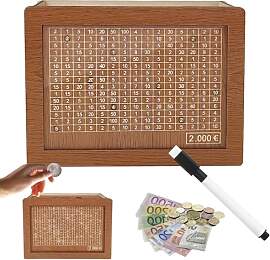 JWDMHSJ Spardose aus Holz, spardose mit zähler,
